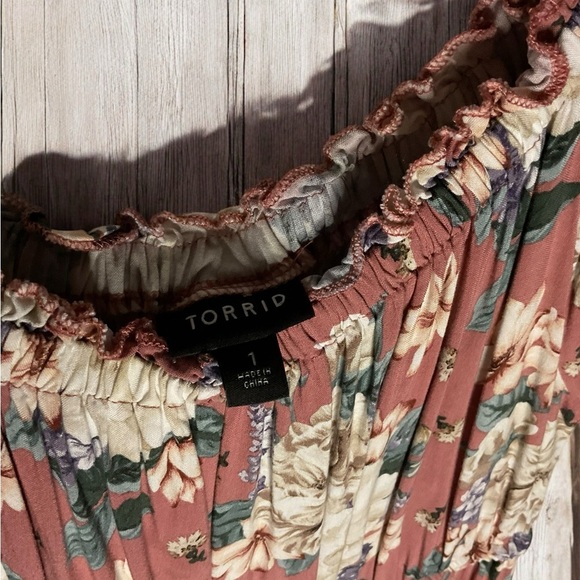 Torrid pink floral Midi dress with pockets - 1X - Picture 4 of 6
